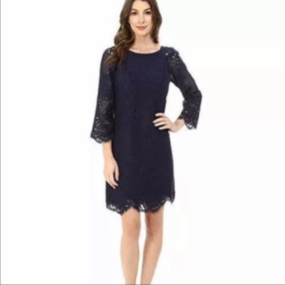 NWT Lilly Pulitzer Navy Palm Leaf Lace Dress Size 4